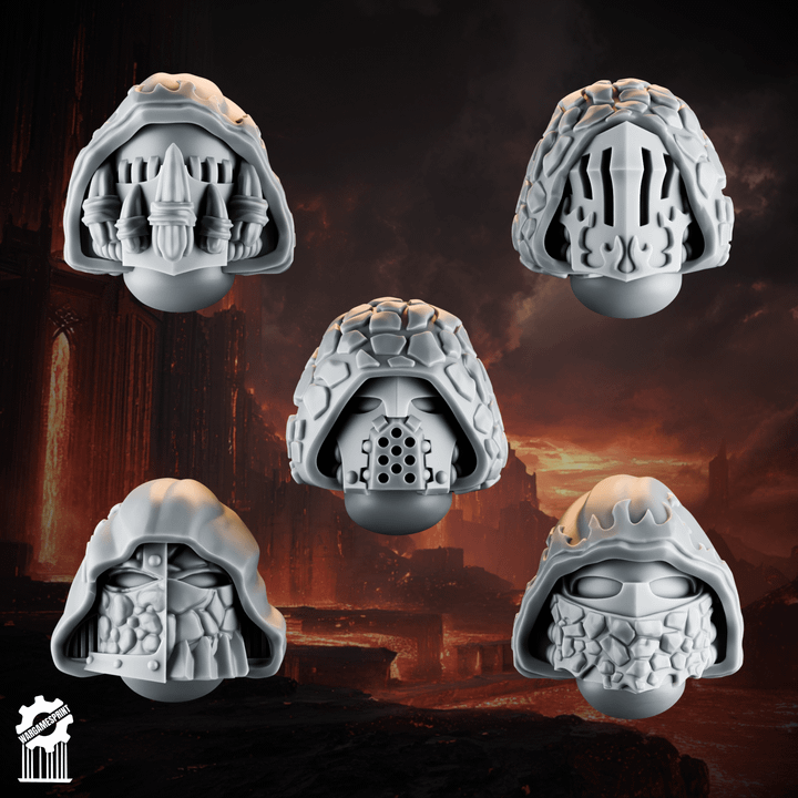 Emberforge helmets x5 set 3 - Fire lizards