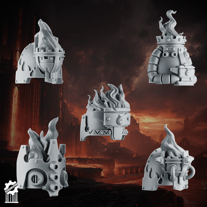 Emberforge shoulder pads x5 set 2 - Fire lizards