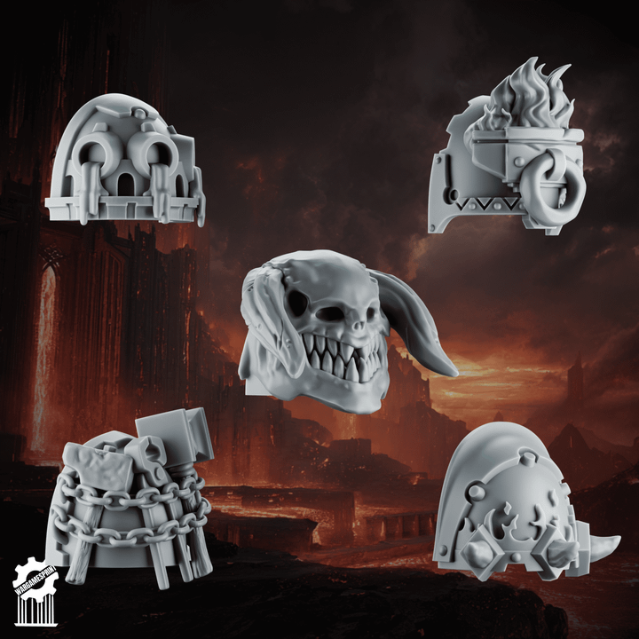 Emberforge shoulder pads x5 set 3 - Fire lizards