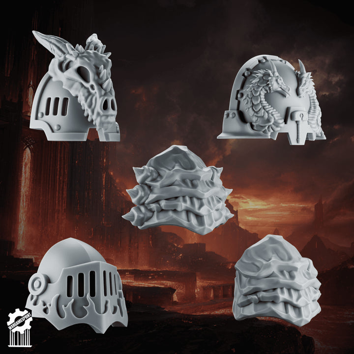 Emberforge shoulder pads x5 set 4 - Fire lizards