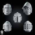 Crusader Helmets Set 1 – 5 Knightly Heads