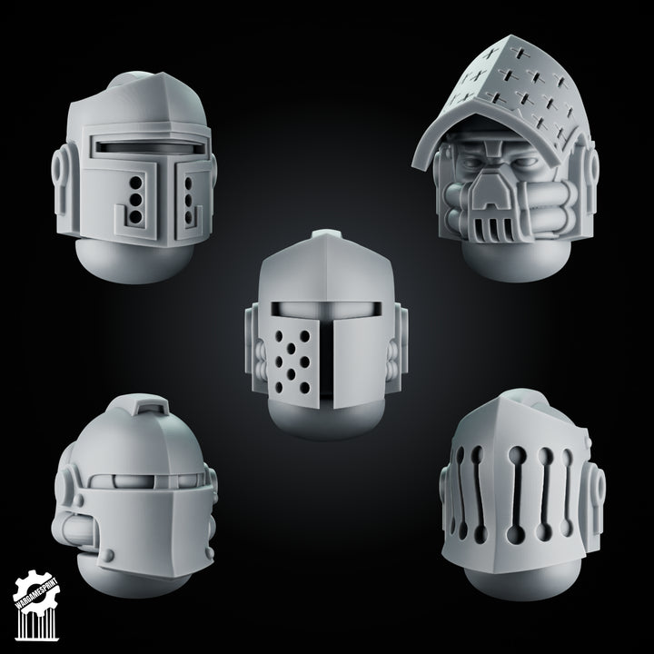 Crusader Helmets Set 1 – 5 Knightly Heads