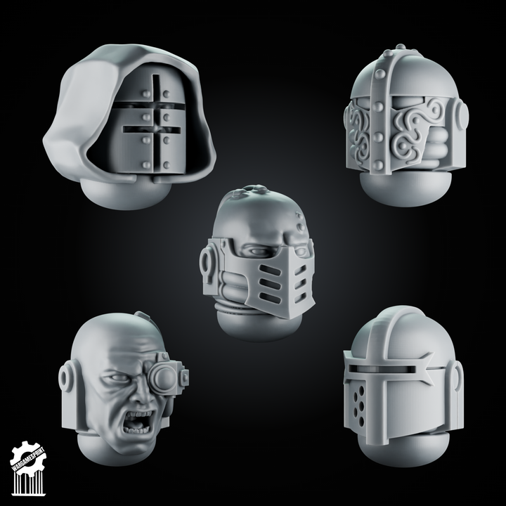 Crusader Helmets Set 2 – 5 Knightly Heads