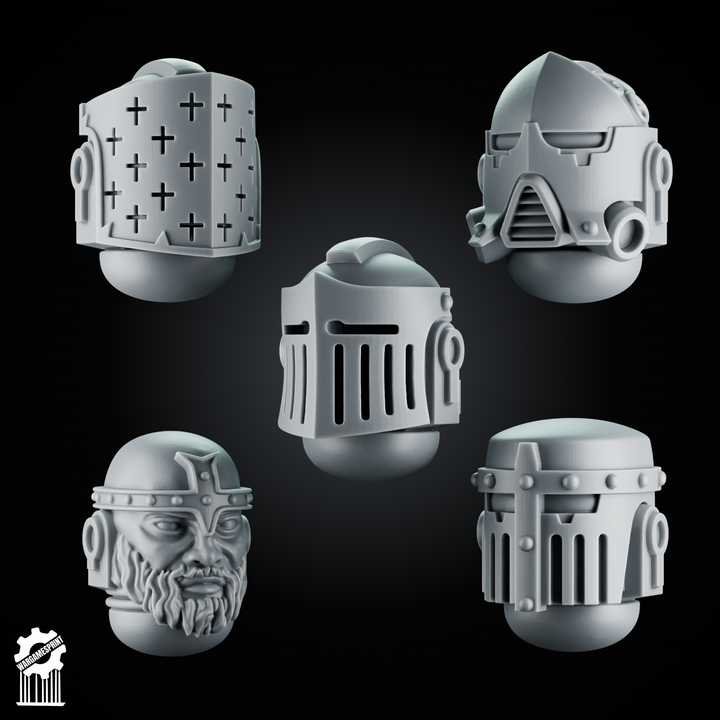 Crusader Helmets Set 3 – 5 Knightly Heads