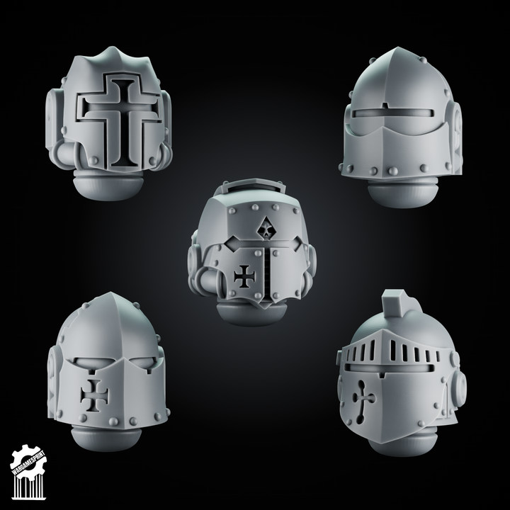 Crusader Helmets Set 4 – 5 Knightly Heads