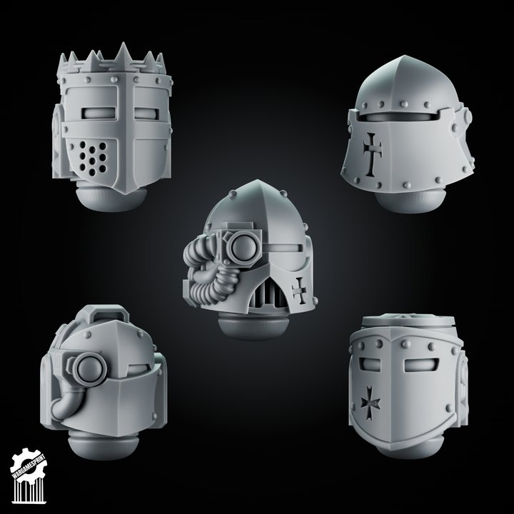 Crusader Helmets Set 5 – 5 Knightly Heads
