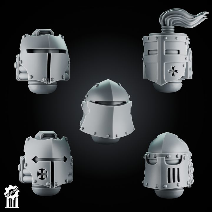 Crusader Helmets Set 6 – 5 Knightly Heads