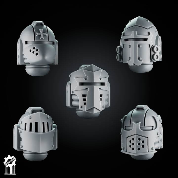 Crusader Helmets Set 7 – 5 Knightly Heads