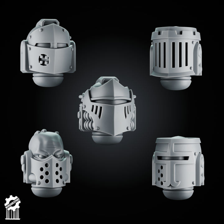 Crusader Helmets Set 8 – 5 Knightly Heads