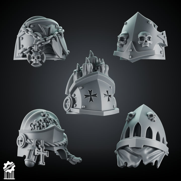 Crusader Shoulder Pad Set 1 – 5 Gothic Pauldrons + Heroic 32mm Scale