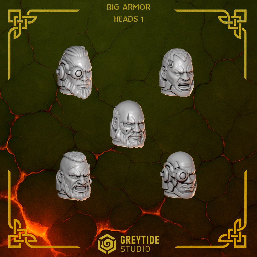 Anvil Wardens Big / Terminator Heads - Set 1 (5 Pieces) – 3D printed heads for 40k miniatures, New Zealand