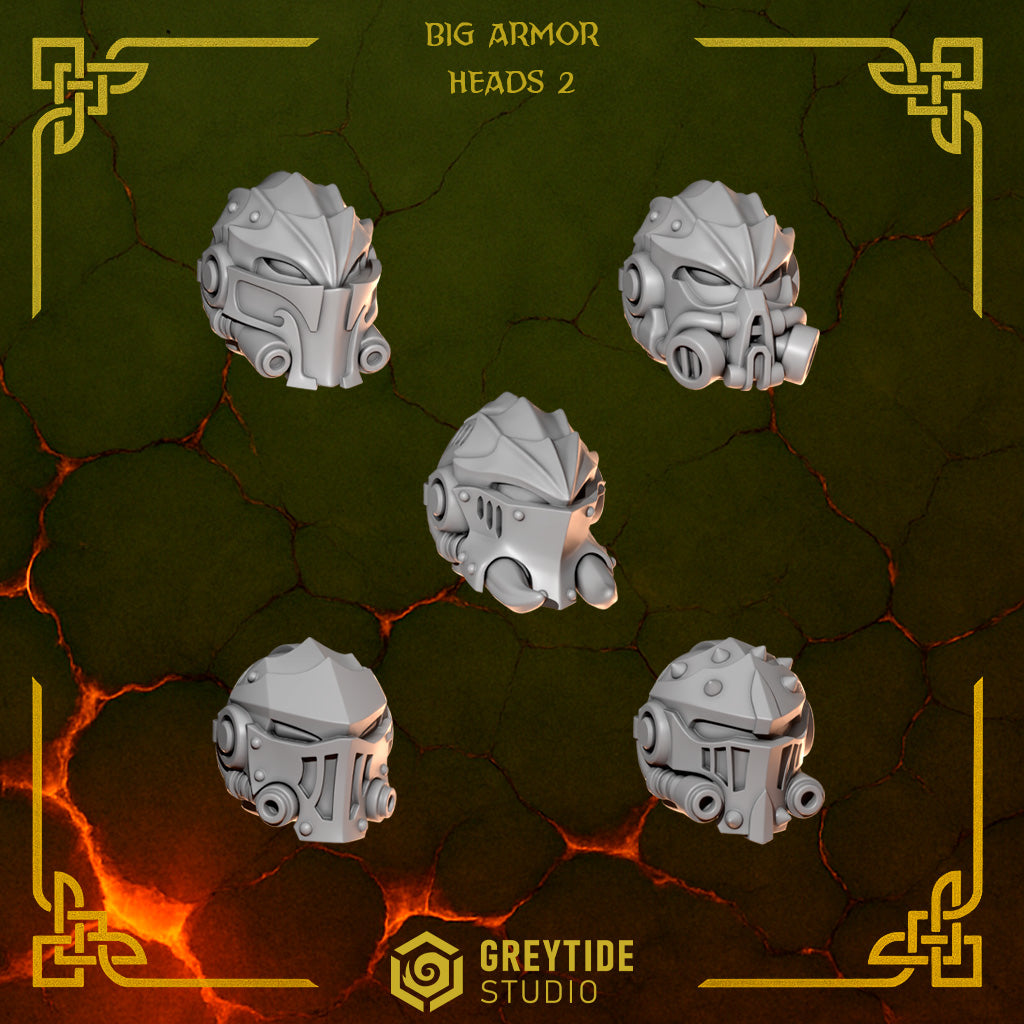 Anvil Wardens Big / Terminator Heads - Set 2 (5 Pieces) – 3D printed heads for 40k miniatures, New Zealand