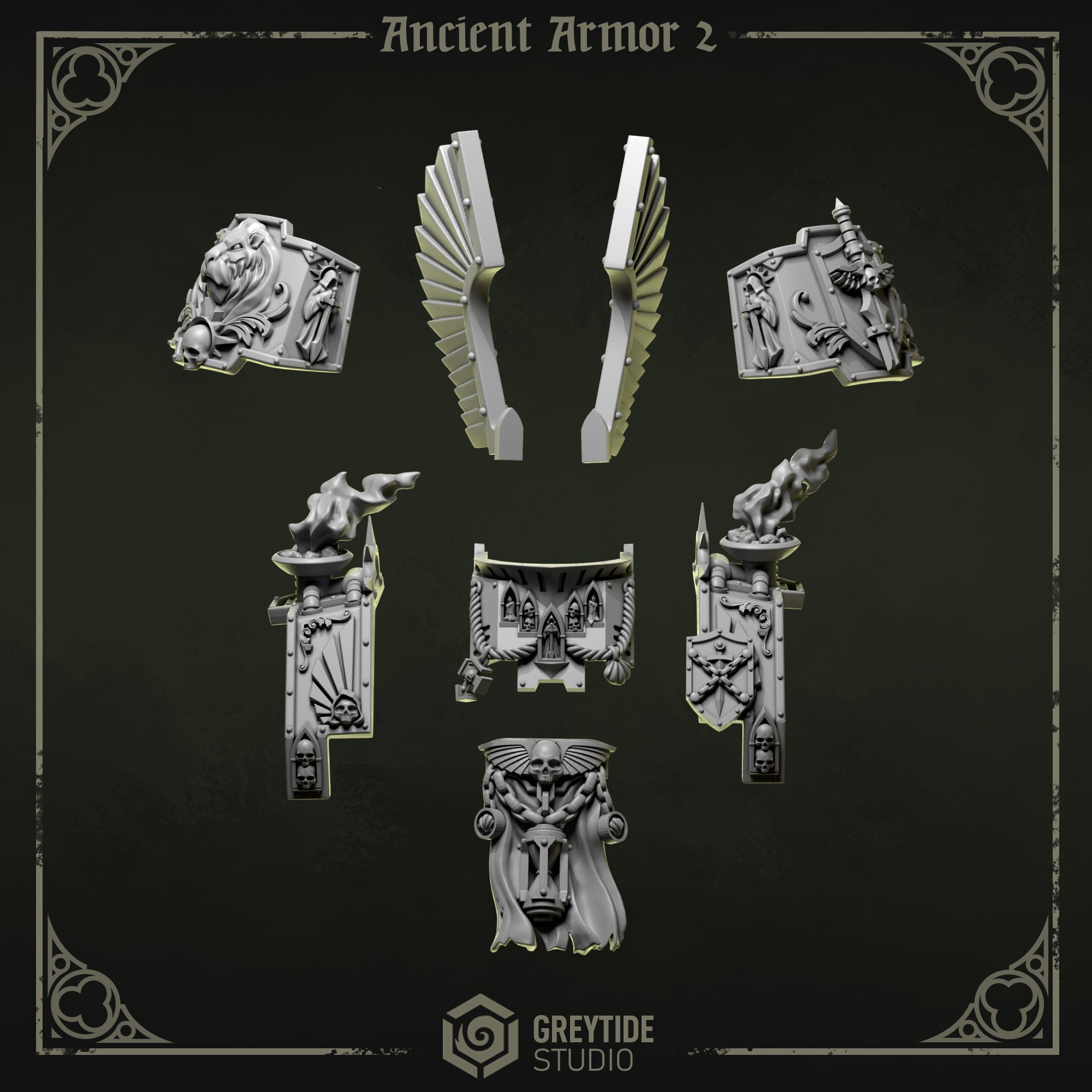 Eternal Pilgrims Ancient Armor - Set 2 (8 Pieces) – 3D printed bits for 40k miniatures, New Zealand