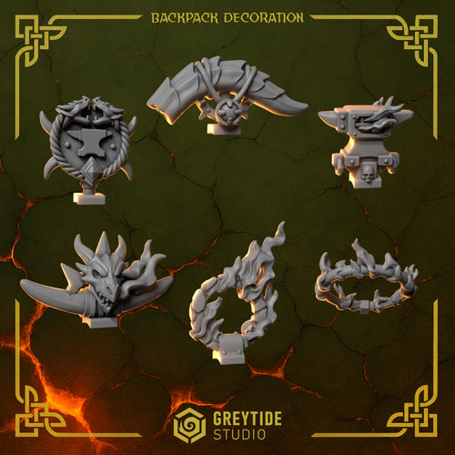 Anvil Wardens Backpack Decorations - Set 1 (6 Pieces) – 3D printed bits for 40k miniatures, New Zealand