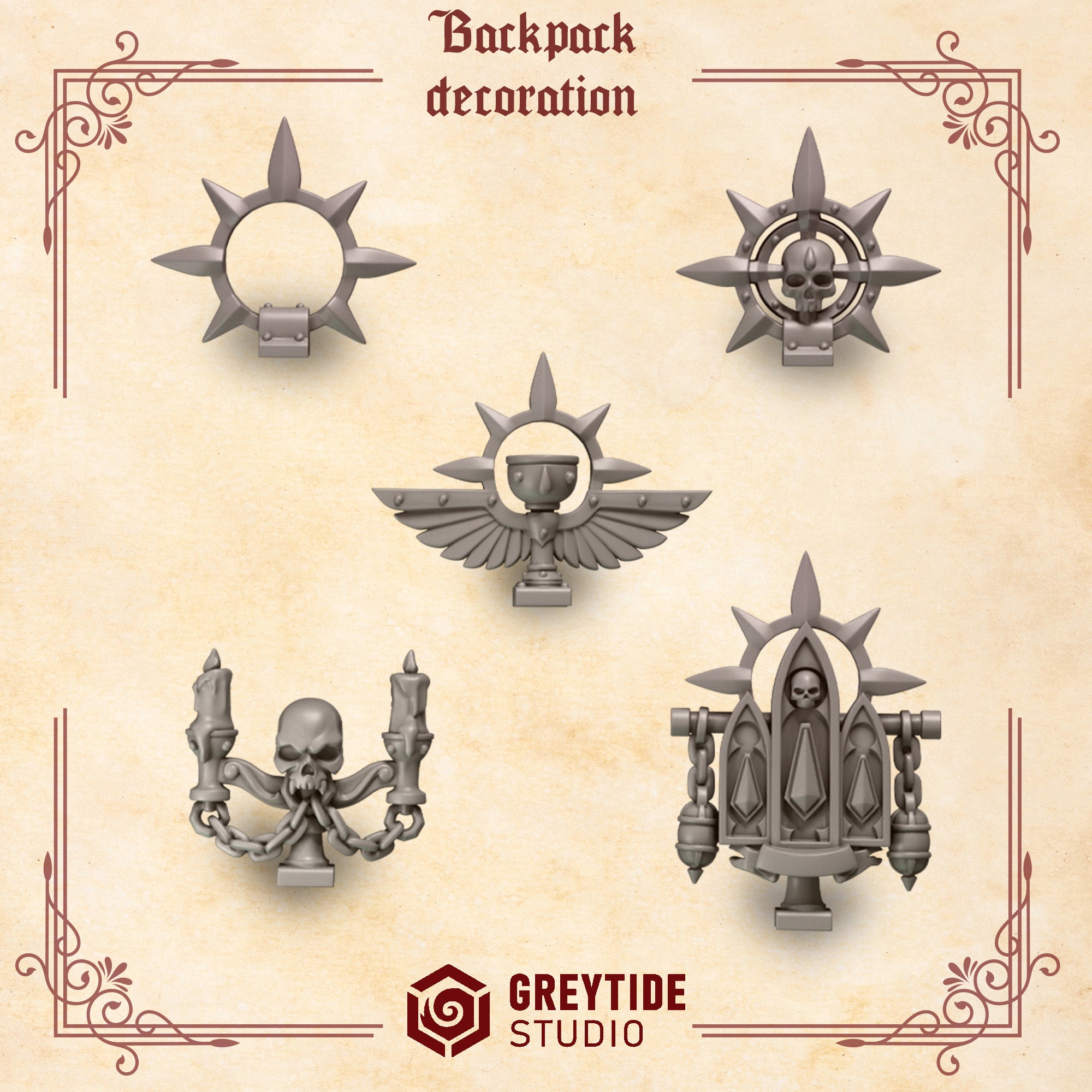 Crimson Lords Backpack Decorations (5 Pieces)