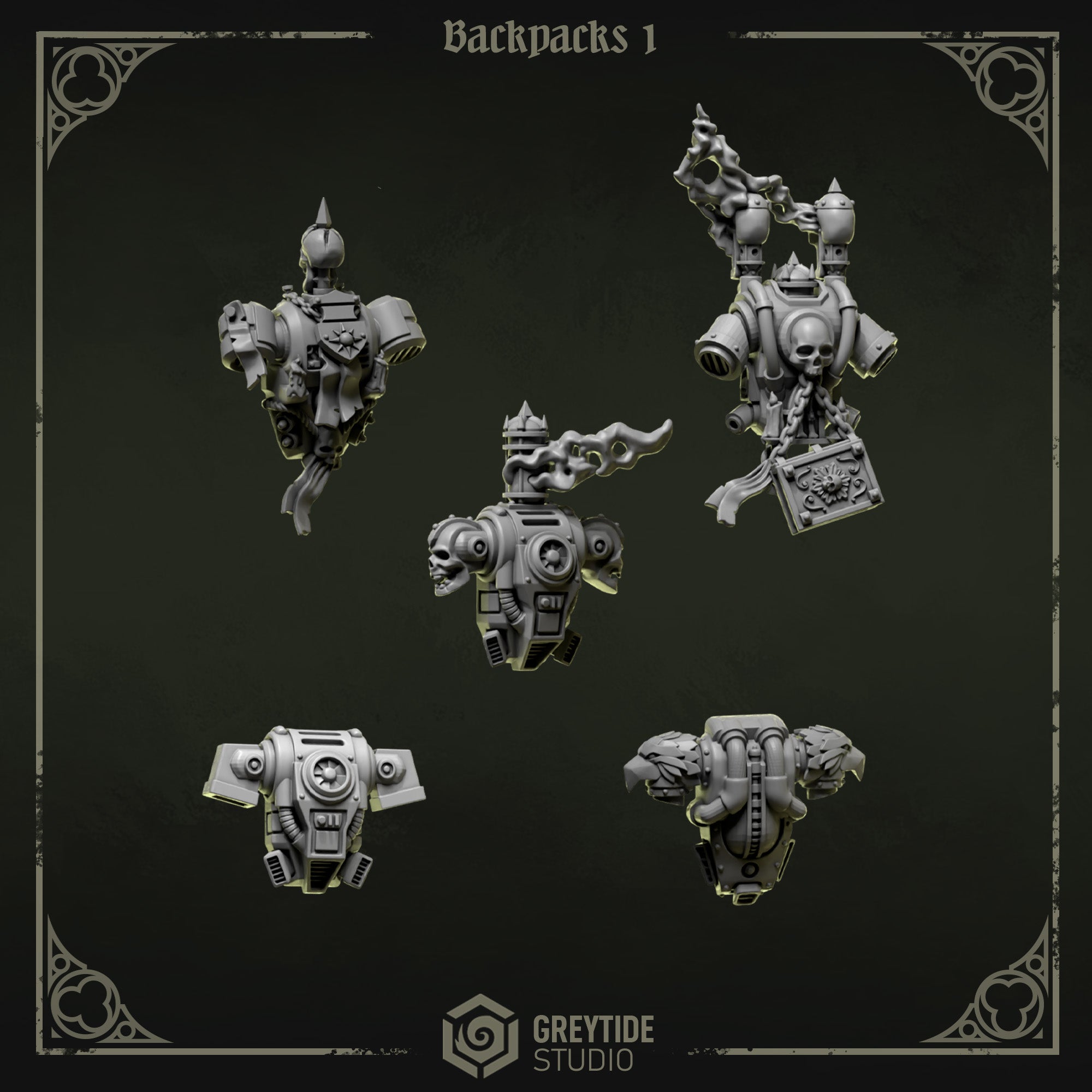 Eternal Pilgrims Backpacks - Set 1 (5 Pieces) – 3D printed bits for 40k miniatures, New Zealand