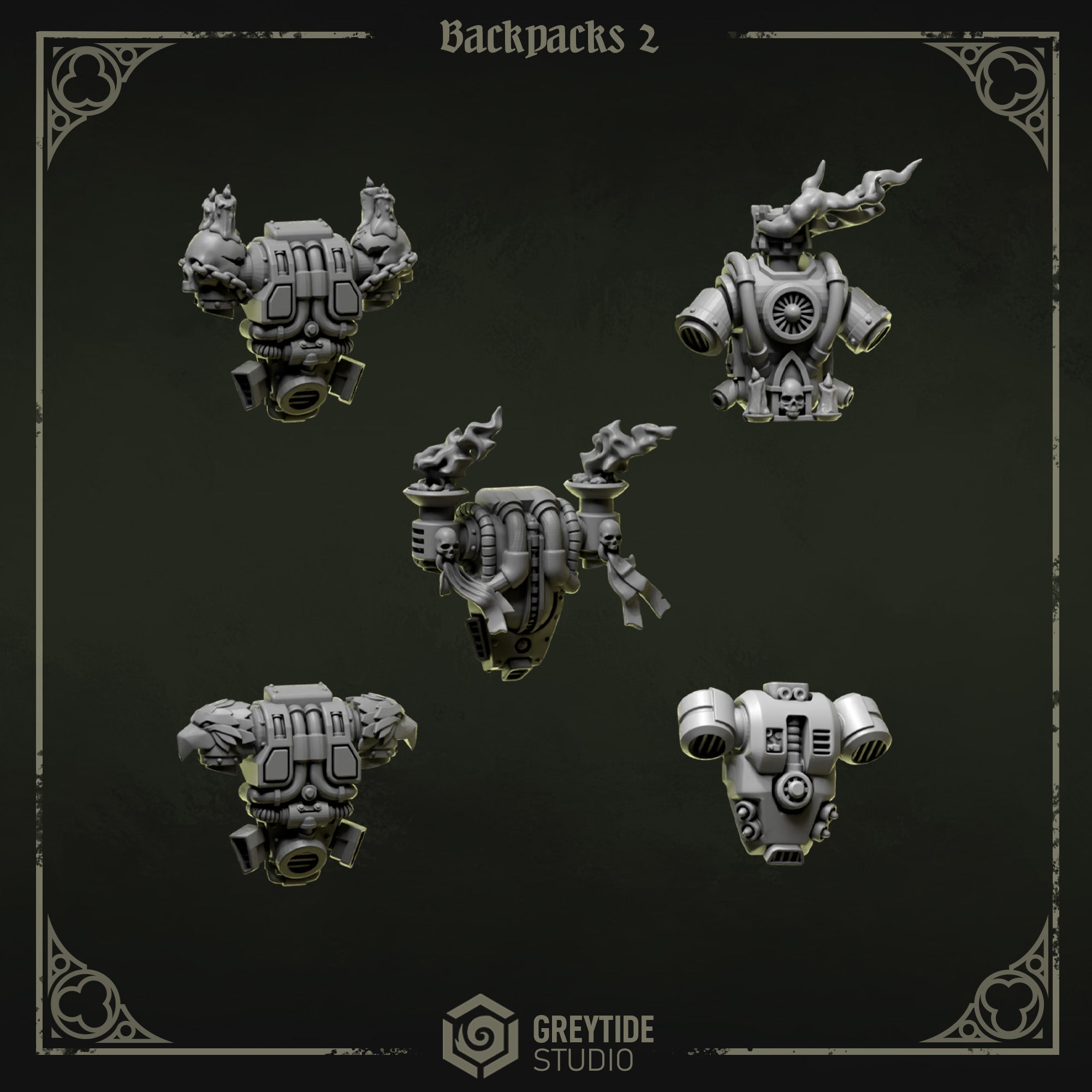 Eternal Pilgrims Backpacks - Set 2 (5 Pieces) – 3D printed bits for 40k miniatures, New Zealand