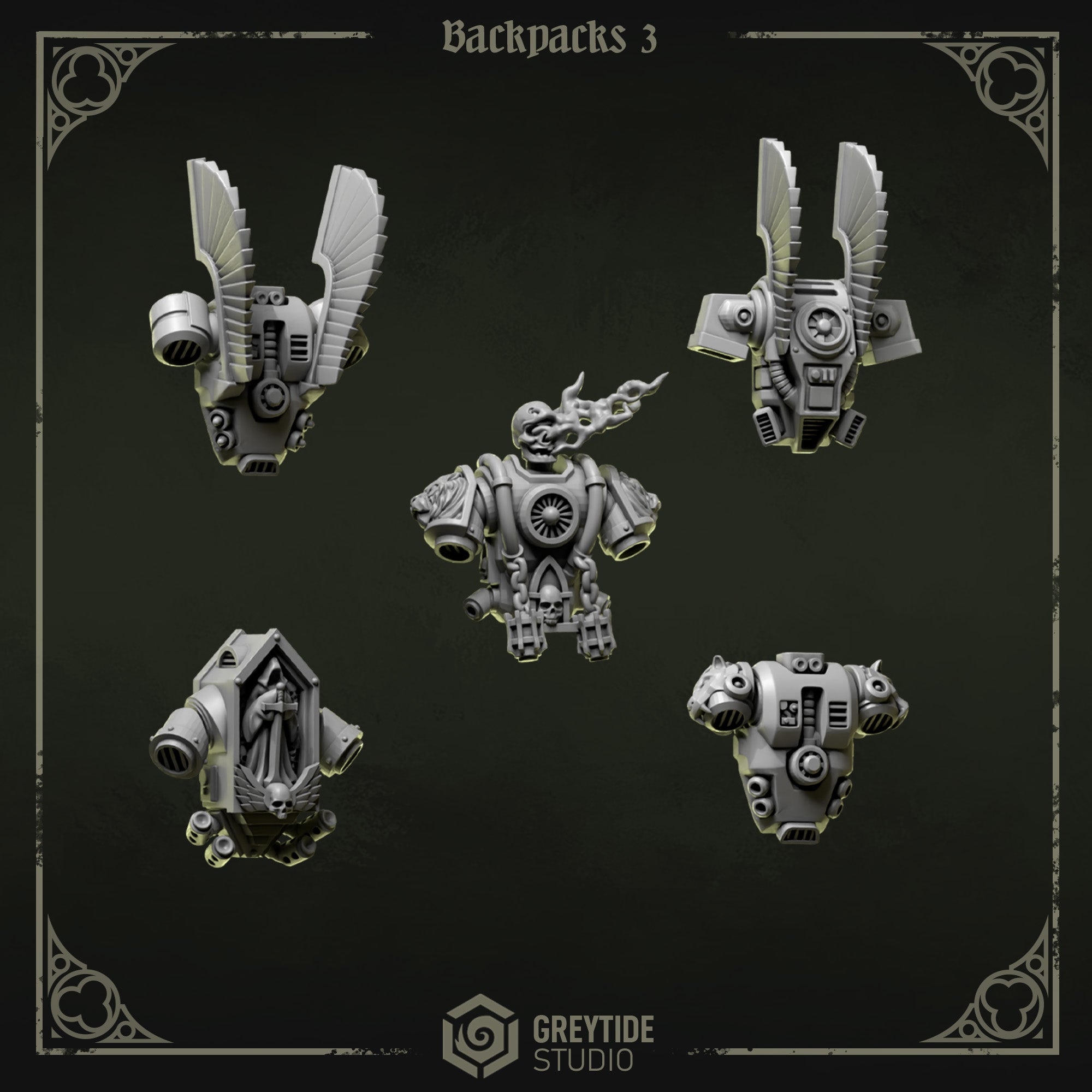 Eternal Pilgrims Backpacks - Set 3 (5 Pieces) – 3D printed bits for 40k miniatures, New Zealand