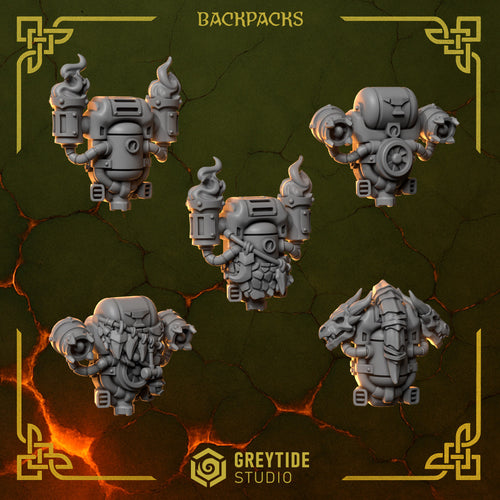Anvil Wardens Backpacks (5 Pieces) – 3D printed bits for 40k miniatures, New Zealand