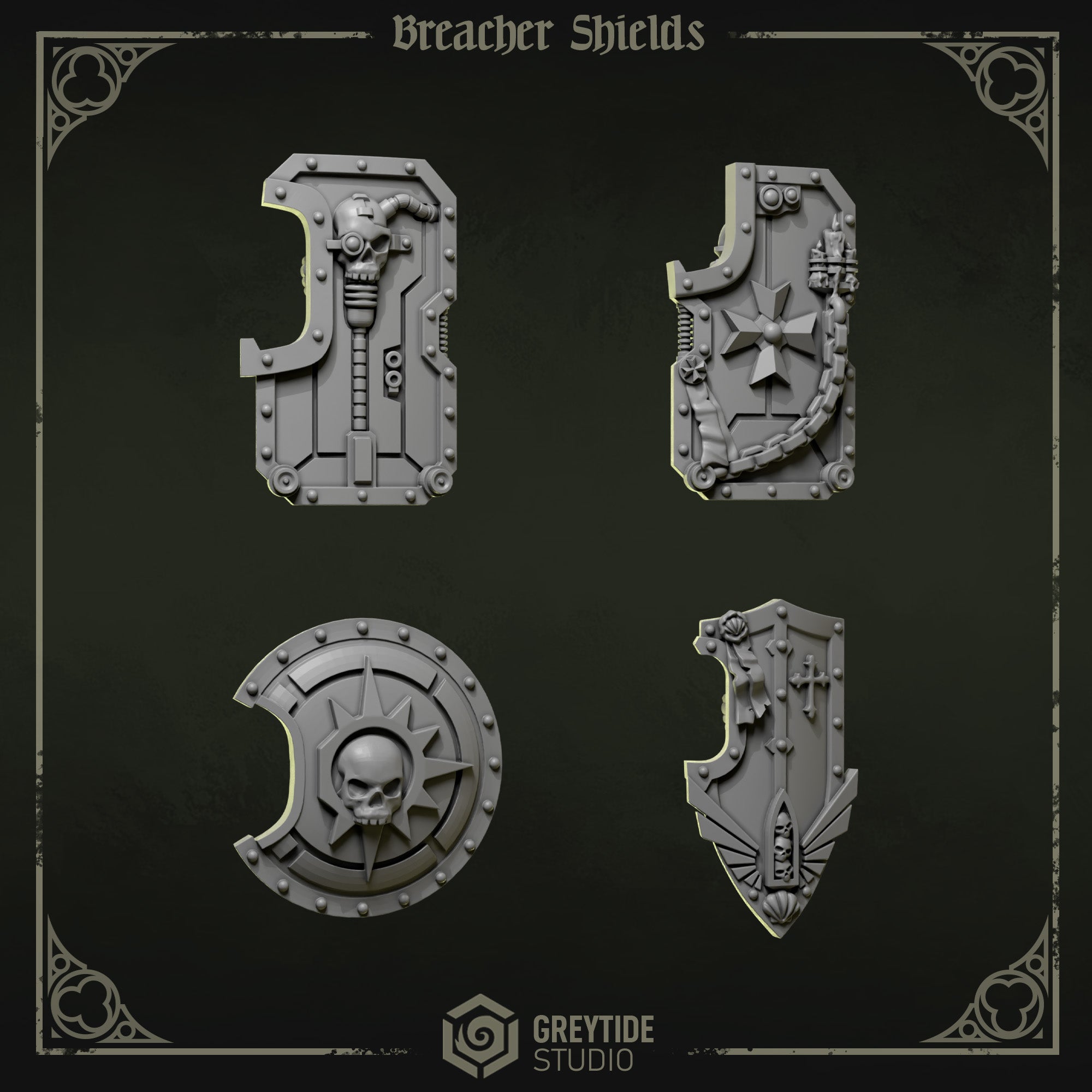 Eternal Pilgrims Breacher Shields (4 Pieces) – 3D printed bits for 40k miniatures, New Zealand