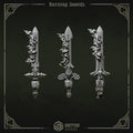 Eternal Pilgrims Burning Swords (3 Pieces) – 3D printed weapons for 40k miniatures, New Zealand