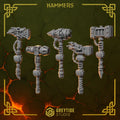 Anvil Wardens Hammers (5 Pieces) – 3D printed weapons for 40k miniatures, New Zealand