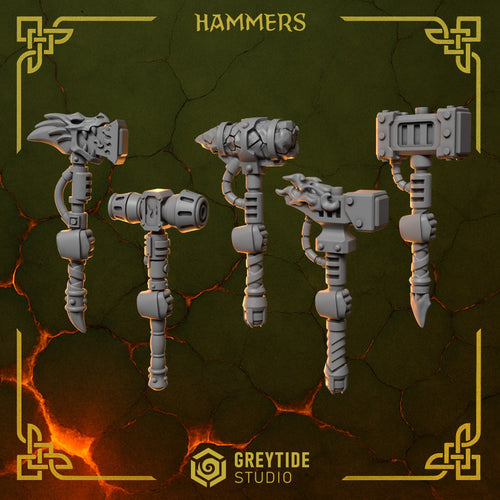 Anvil Wardens Hammers (5 Pieces) – 3D printed weapons for 40k miniatures, New Zealand