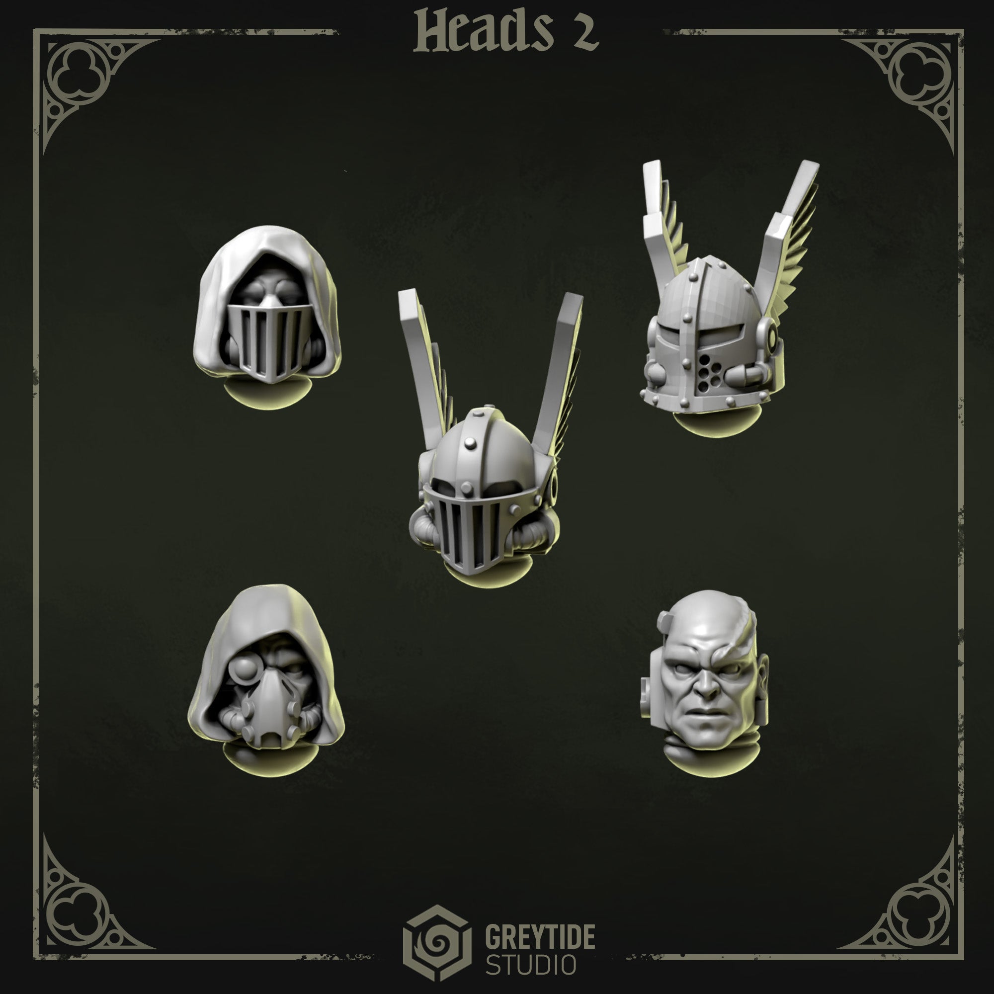 Eternal Pilgrims Heads - Set 2 (5 Pieces) – 3D printed heads for 40k miniatures, New Zealand