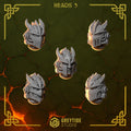 Anvil Wardens Heads - Set 3 (5 Pieces) – 3D printed heads for 40k miniatures, New Zealand