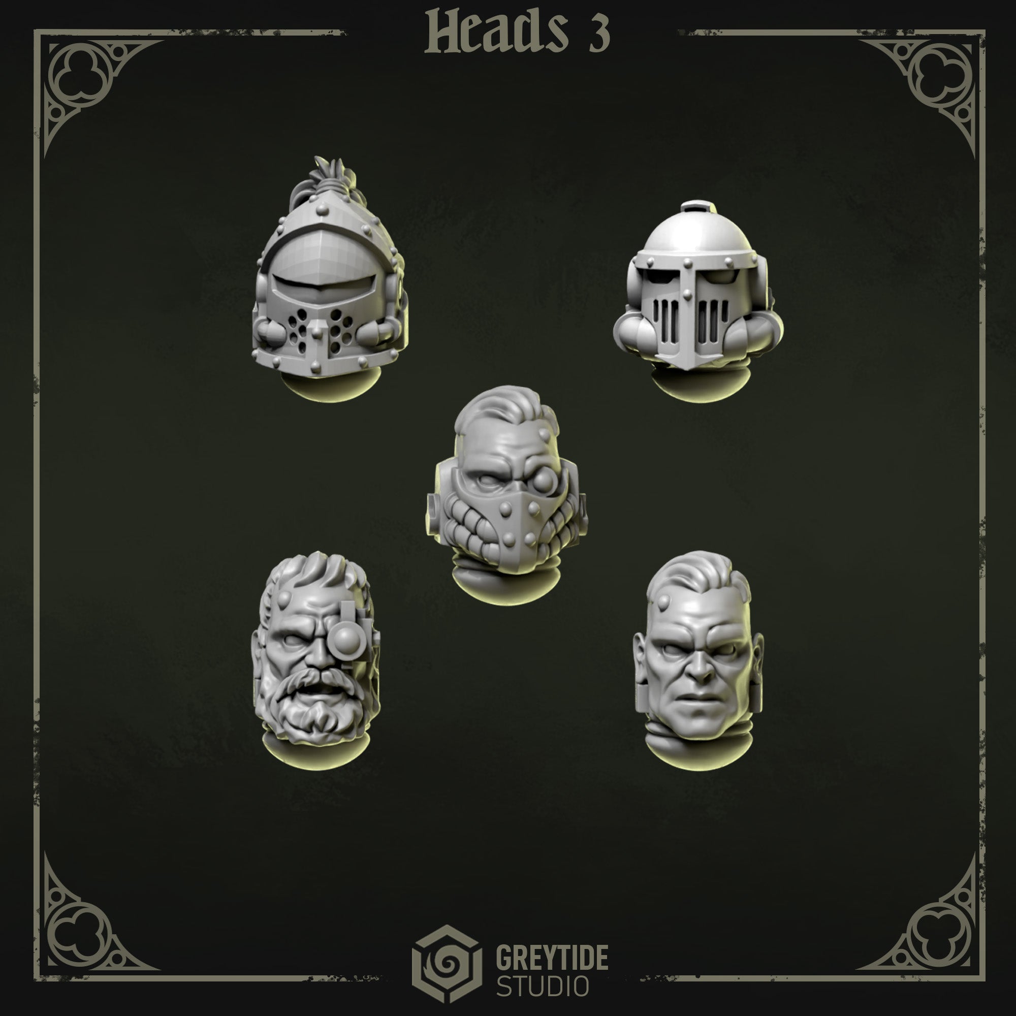 Eternal Pilgrims Heads - Set 3 (5 Pieces) – 3D printed heads for 40k miniatures, New Zealand