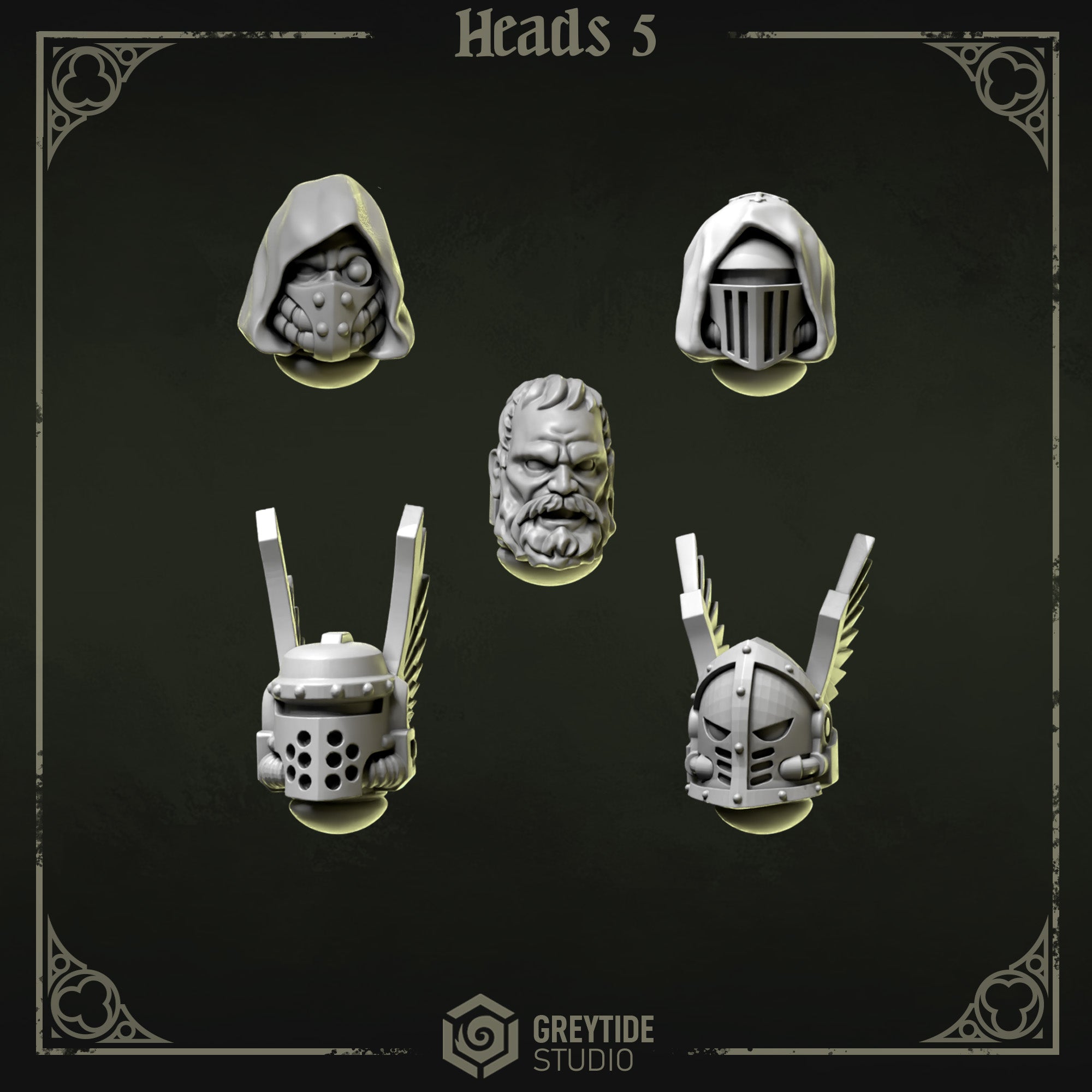 Eternal Pilgrims Heads - Set 5 (5 Pieces) – 3D printed heads for 40k miniatures, New Zealand