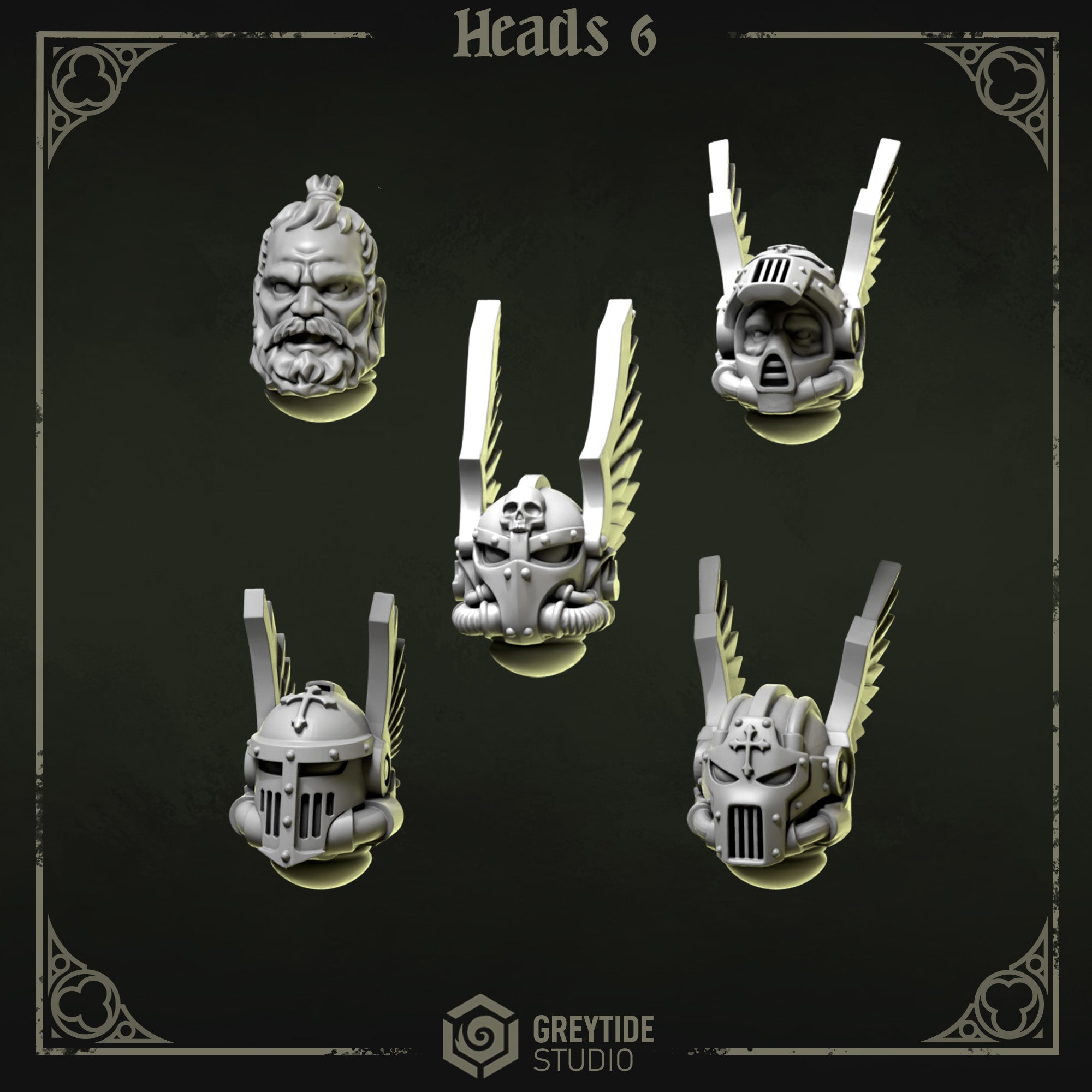 Eternal Pilgrims Heads - Set 6 (5 Pieces) – 3D printed heads for 40k miniatures, New Zealand