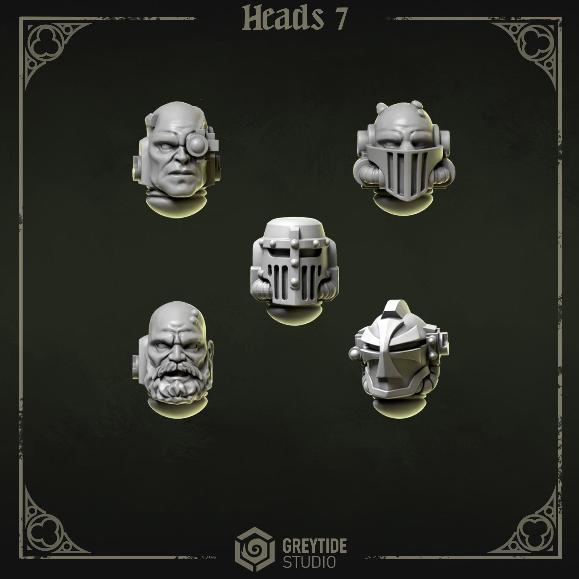 Eternal Pilgrims Heads - Set 7 (5 Pieces) – 3D printed heads for 40k miniatures, New Zealand