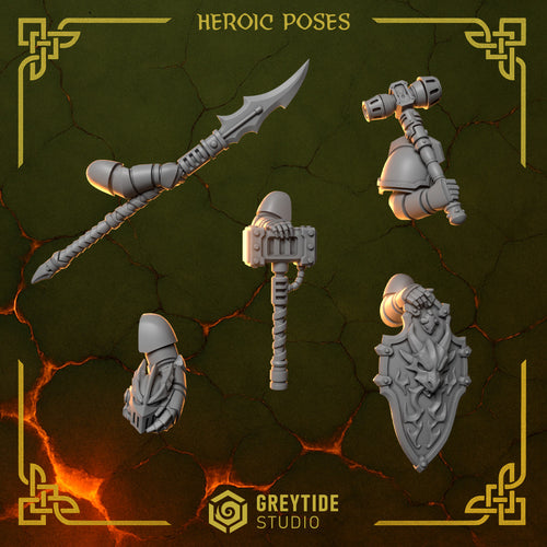 Anvil Wardens Heroic Poses (5 Pieces) – 3D printed weapons for 40k miniatures, New Zealand