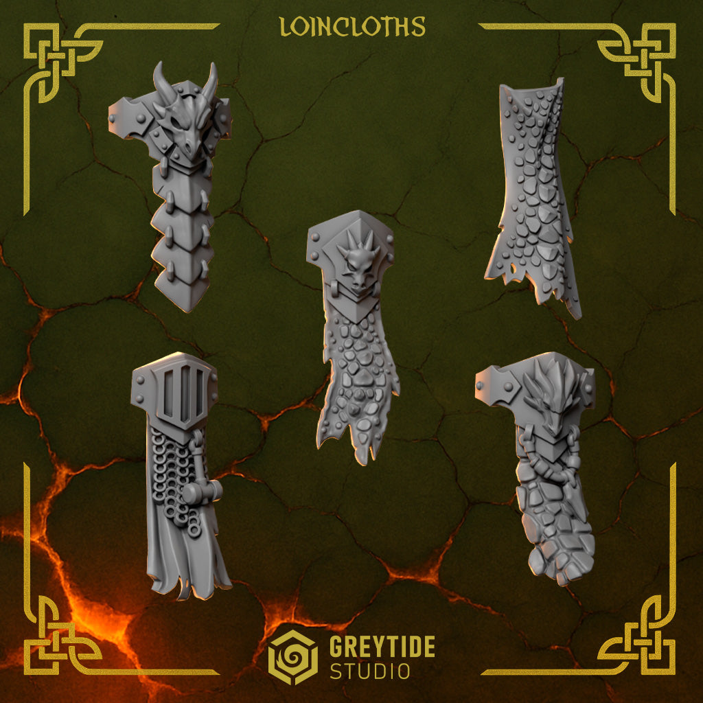 Anvil Wardens Loincloths - Set 1 (5 Pieces) – 3D printed bits for 40k miniatures, New Zealand