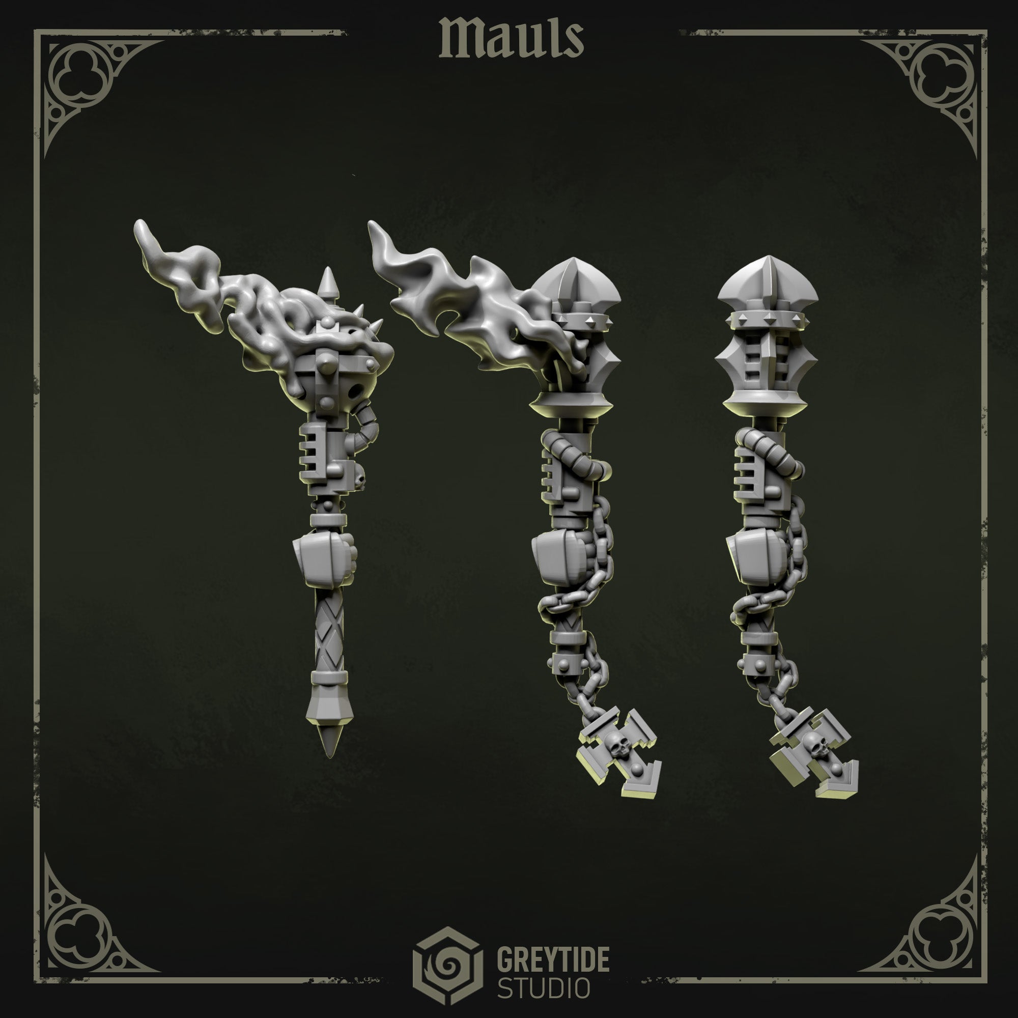 Eternal Pilgrims Mauls (3 Pieces) – 3D printed weapons for 40k miniatures, New Zealand