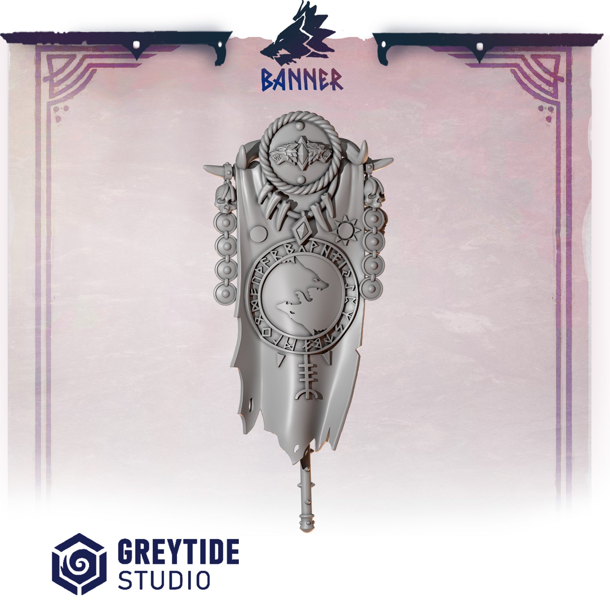 Primal Hounds Banner (1 Piece) – 3D printed bits for 40k miniatures, New Zealand