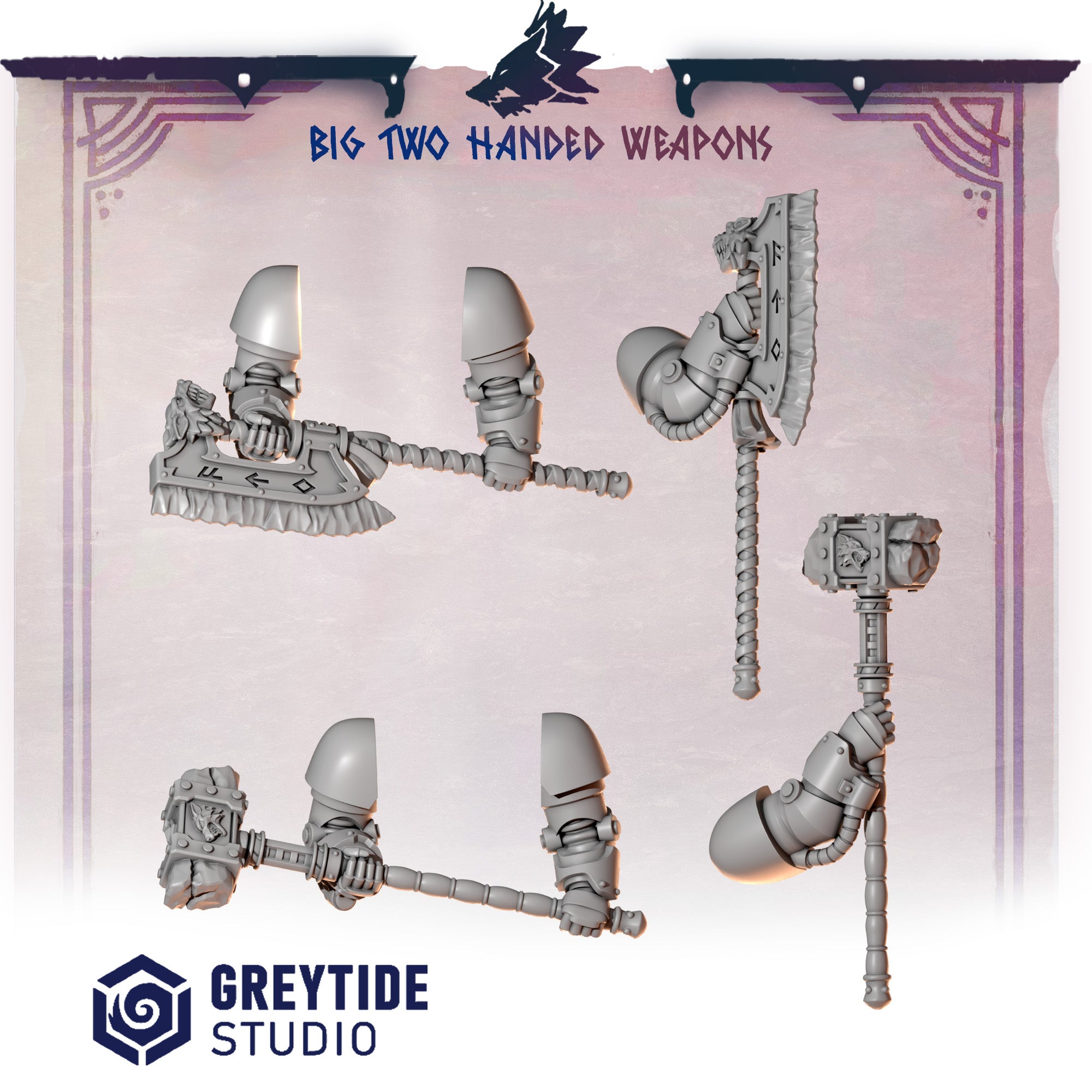 Primal Hounds Big / Terminator Two Handed (4 Pieces) – 3D printed weapons for 40k miniatures, New Zealand