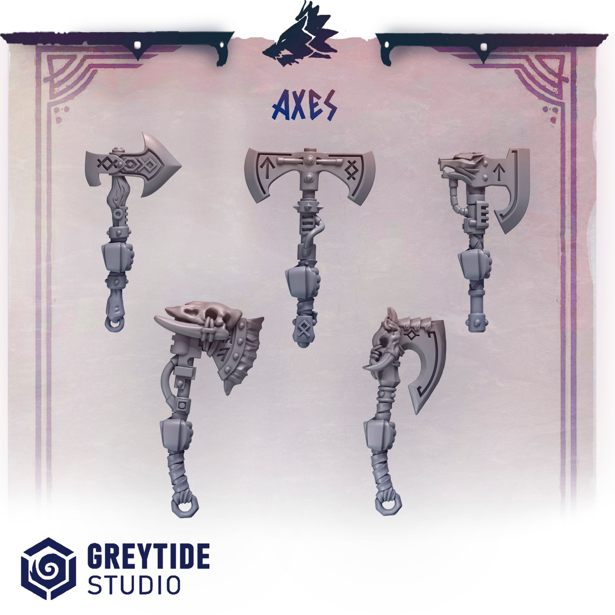 Primal Hounds Axes (5 Pieces) – 3D printed weapons for 40k miniatures, New Zealand