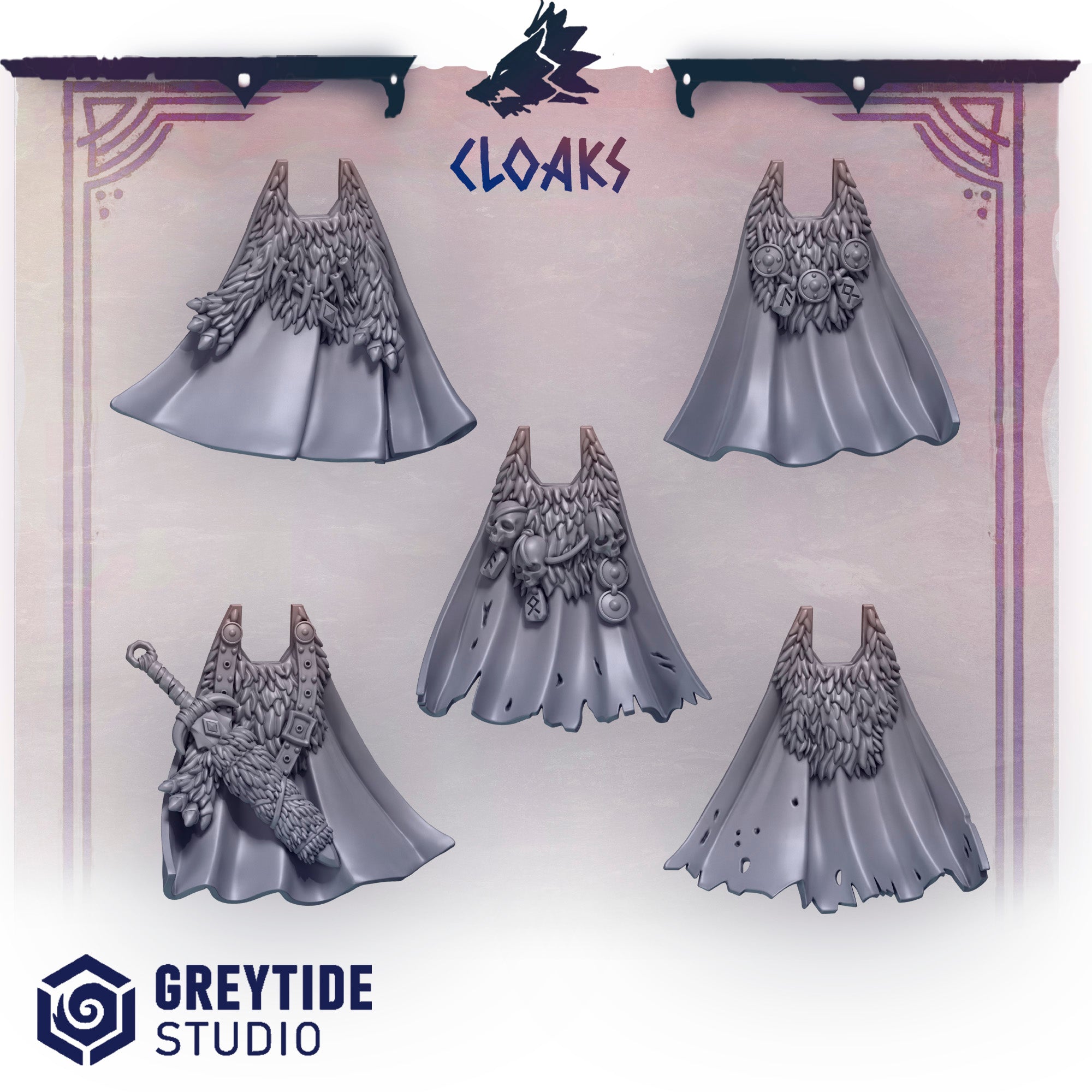 Primal Hounds Cloaks (5 Pieces) – 3D printed bits for 40k miniatures, New Zealand