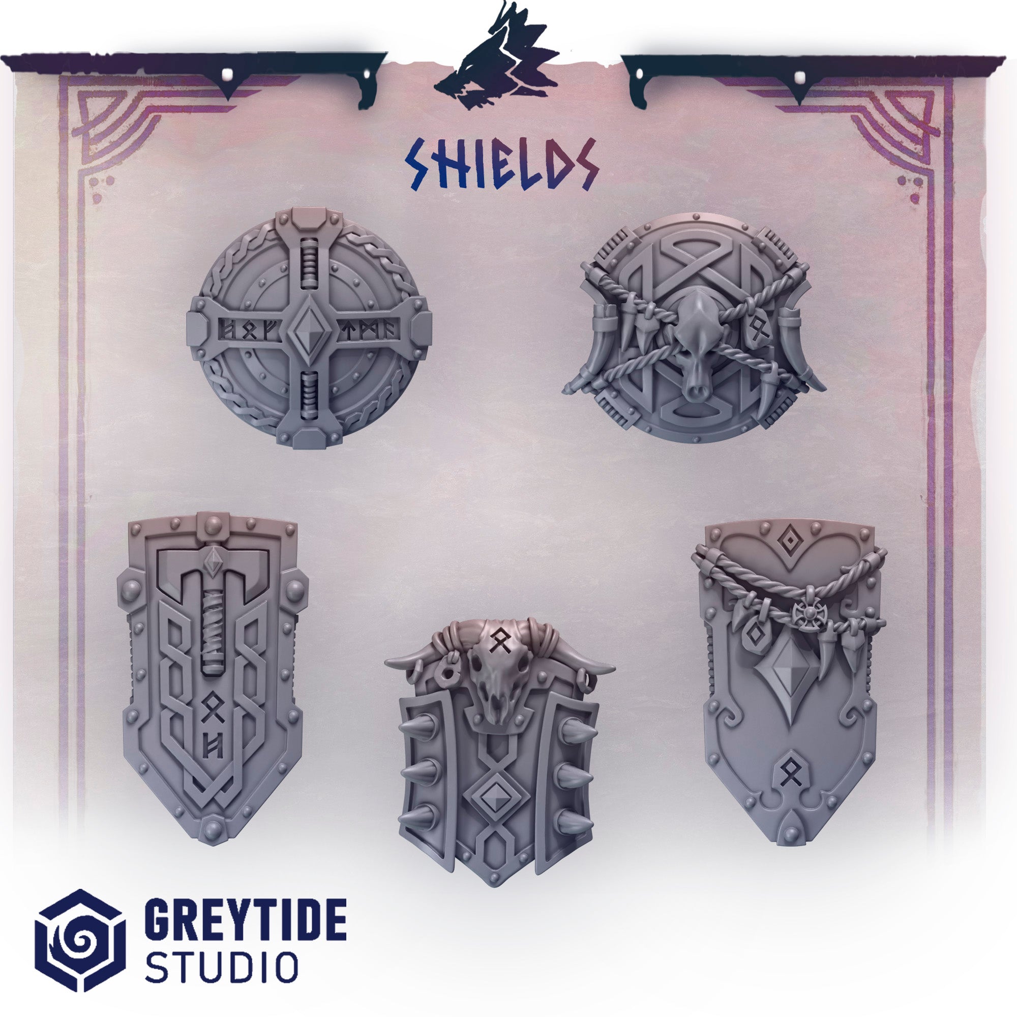 Primal Hounds Shields (5 Pieces) – 3D printed bits for 40k miniatures, New Zealand
