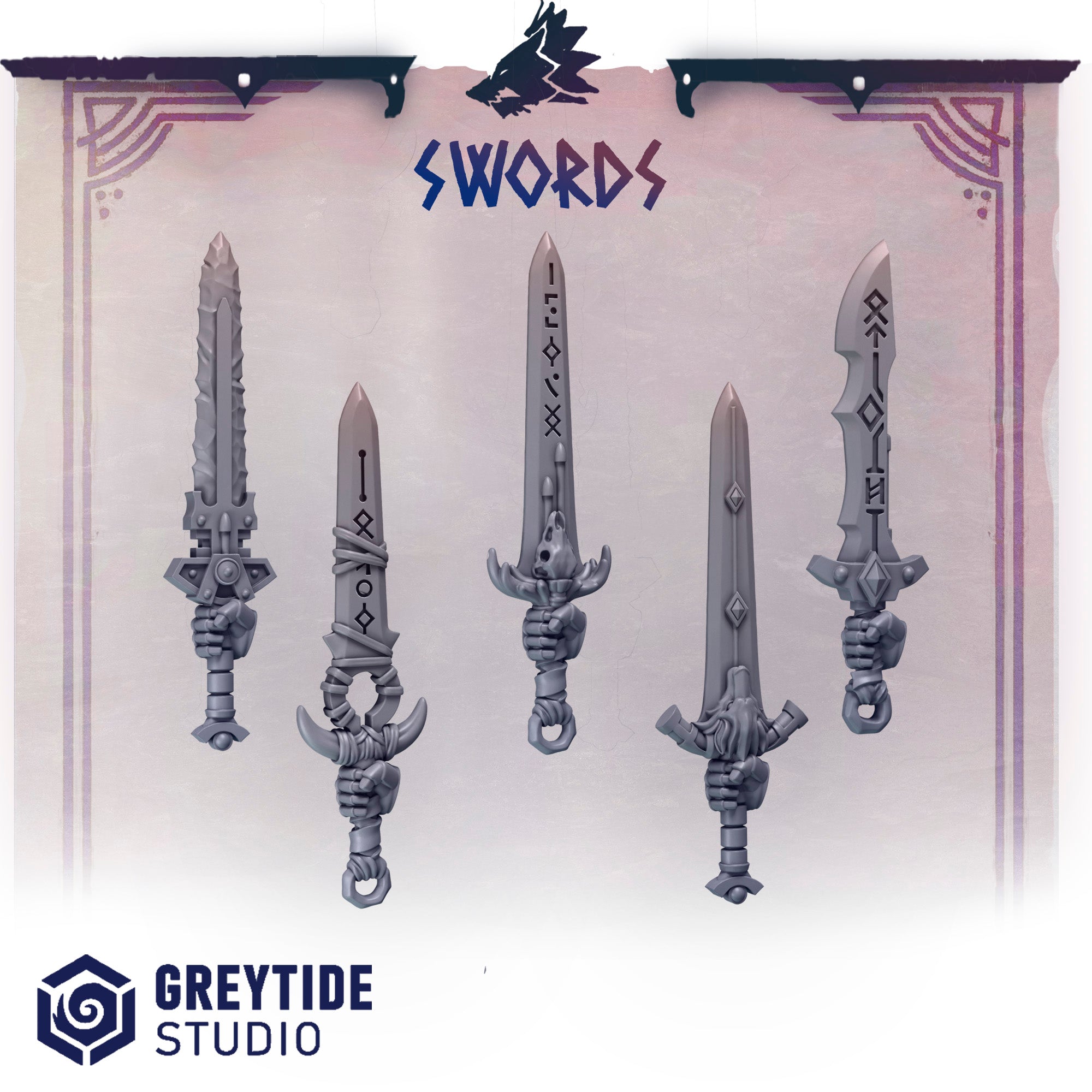 Primal Hounds Swords (5 Pieces) – 3D printed weapons for 40k miniatures, New Zealand