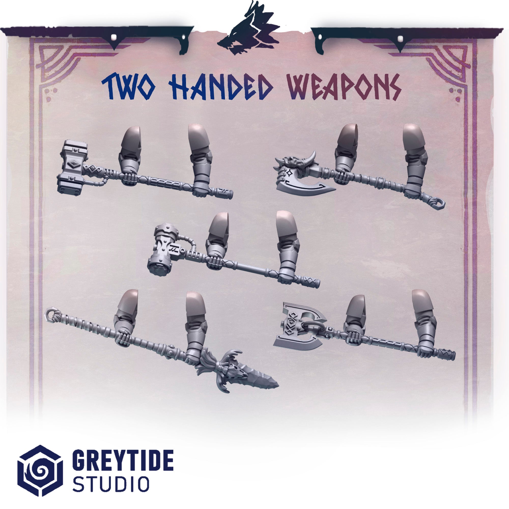 Primal Hounds Two Handed (5 Pieces) – 3D printed weapons for 40k miniatures, New Zealand