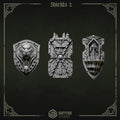 Eternal Pilgrims Shields - Set 2 (3 Pieces) – 3D printed bits for 40k miniatures, New Zealand