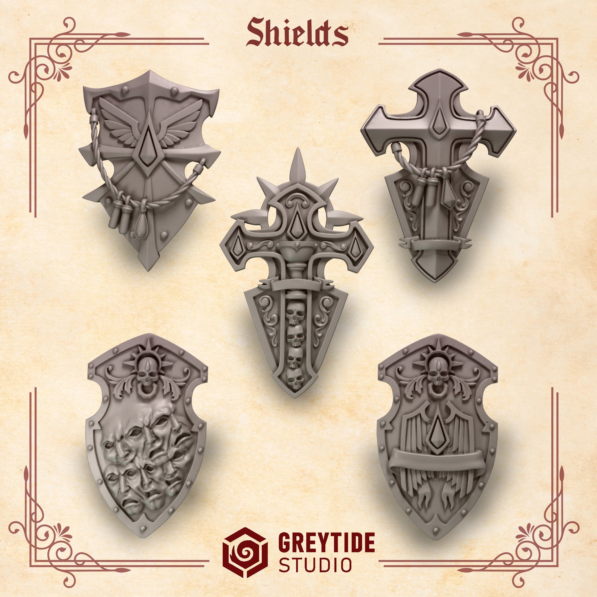 Crimson Lords Shields (5 Pieces)