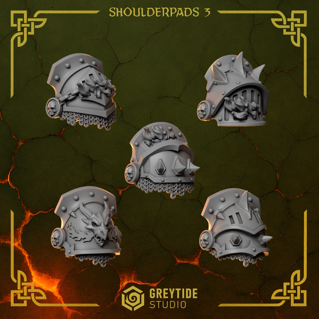 Anvil Wardens Shoulder pads - Set 3 (5 Pieces) – 3D printed shoulder pads for 40k miniatures, New Zealand
