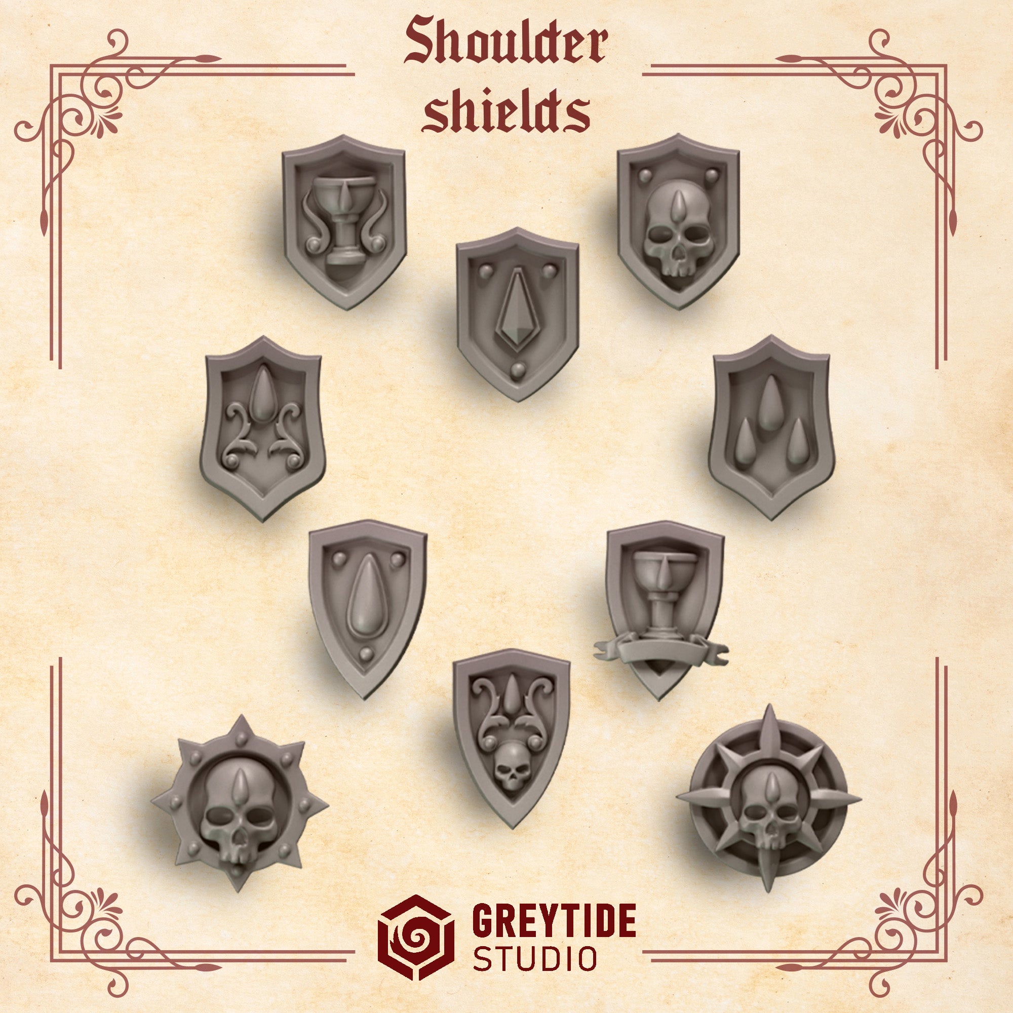 Crimson Lords Shoulder Shields (10 Pieces)