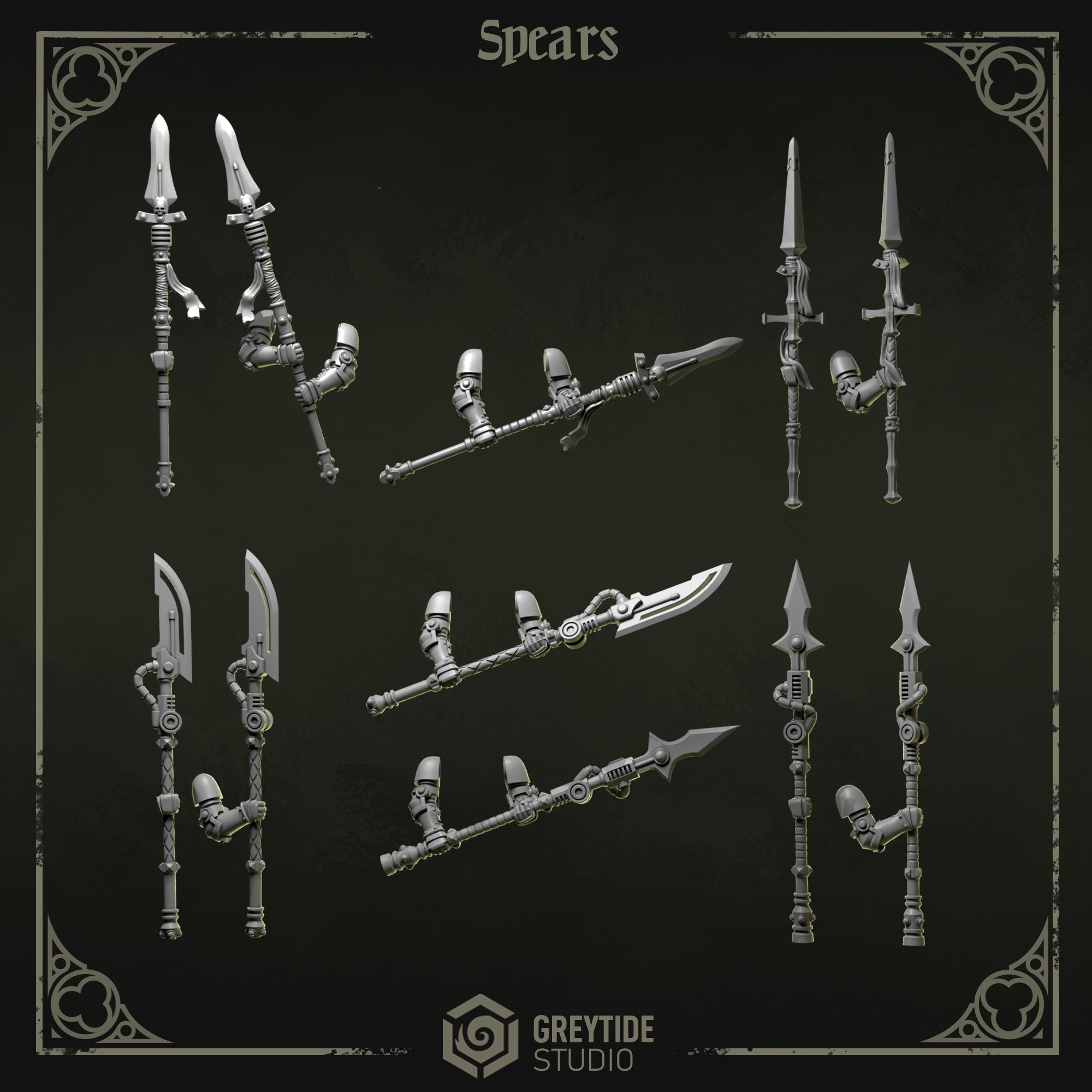 Eternal Pilgrims Spears (11 Pieces) – 3D printed weapons for 40k miniatures, New Zealand