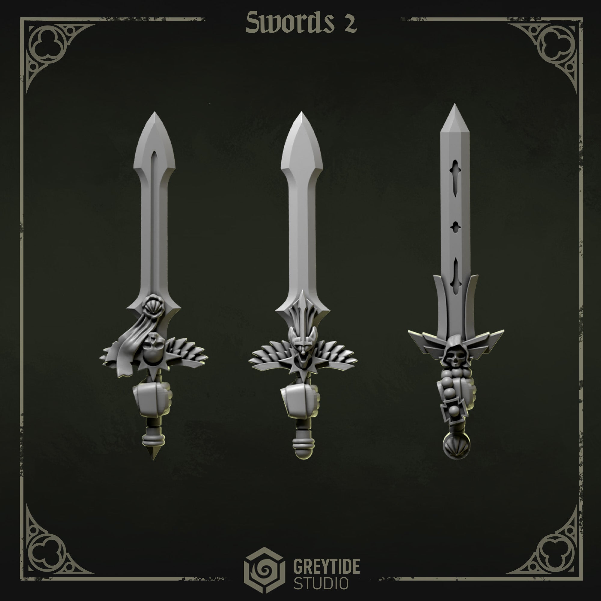 Eternal Pilgrims Swords - Set 2 (3 Pieces) – 3D printed weapons for 40k miniatures, New Zealand