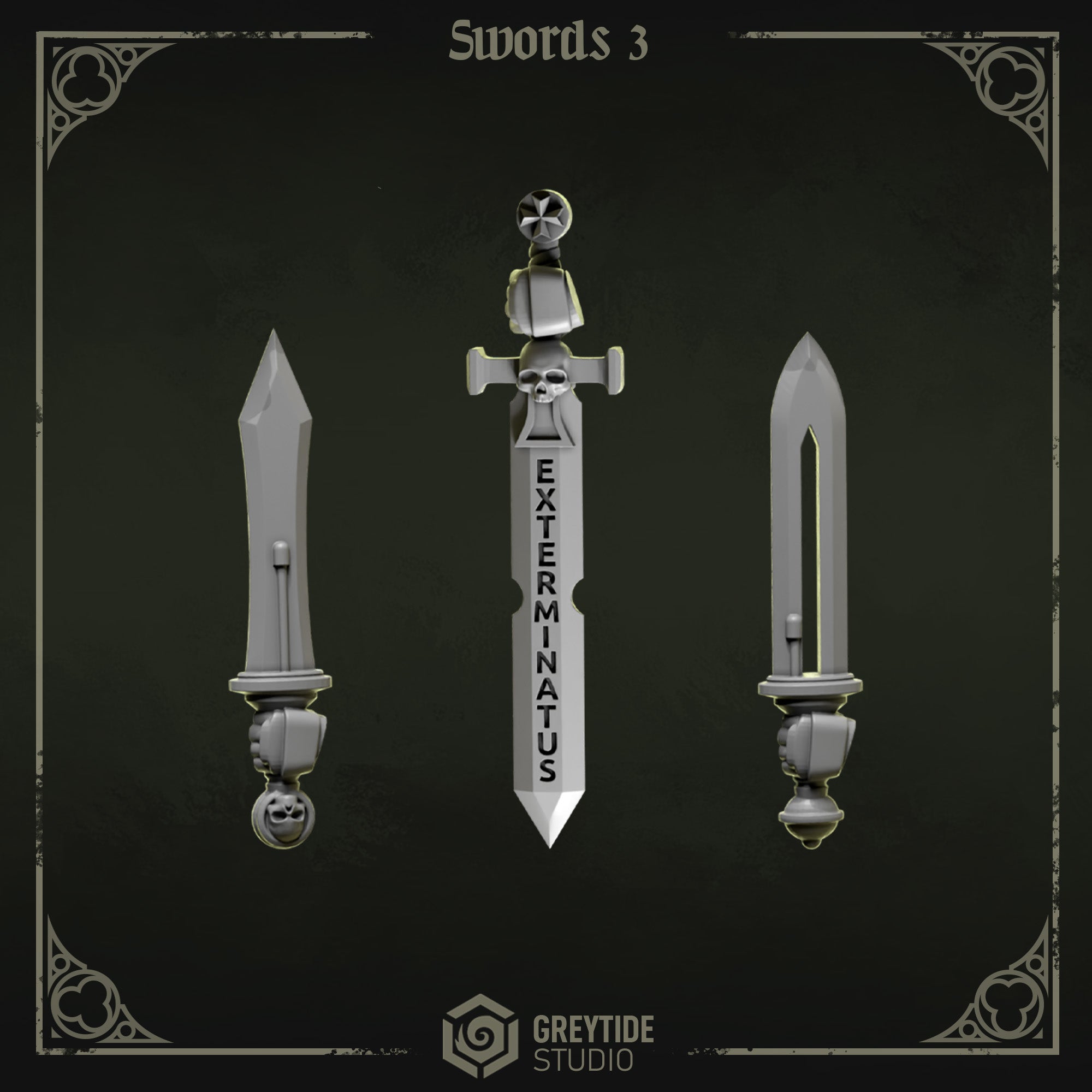 Eternal Pilgrims Swords - Set 3 (3 Pieces) – 3D printed weapons for 40k miniatures, New Zealand